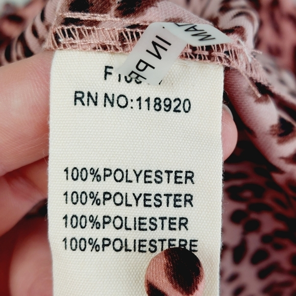 NEW FRNCH Pink Leopard Print Long Sleeve Button Down Shirt P4359 - Picture 8 of 9